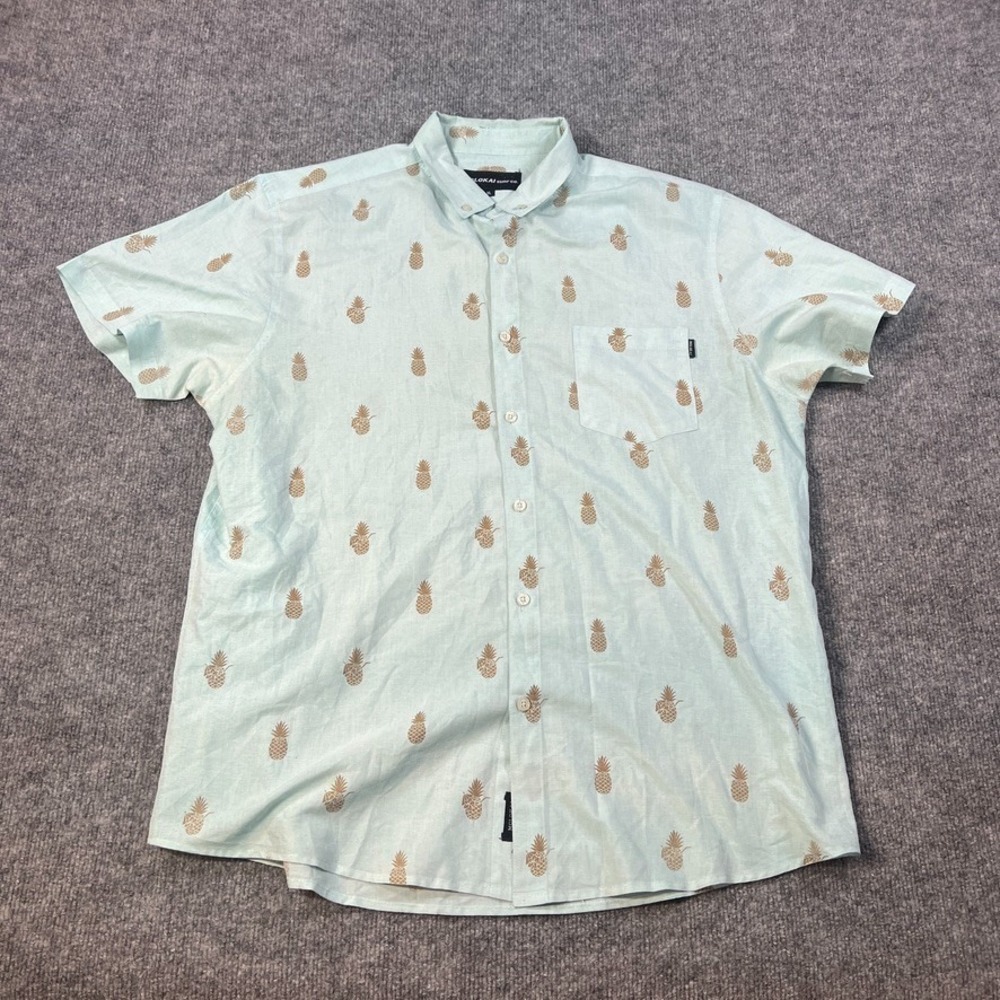 Molokai Surf Co Mens XL Tropical Pineapple Button Up‎ Surf Aloha Shirt Resort